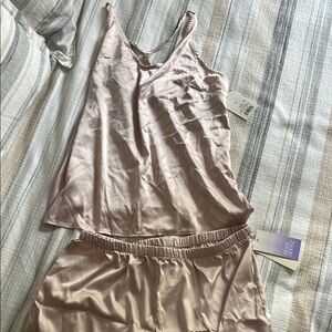 Satin Sleepwear Set in Pink